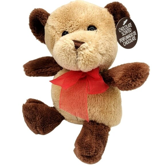 Chocolate Scented Teddy Bear Dan Dee Hang Tush Tag Red Ribbon 2018 7" Plush - Picture 1 of 11